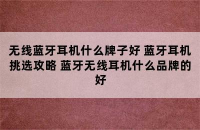 无线蓝牙耳机什么牌子好 蓝牙耳机挑选攻略 蓝牙无线耳机什么品牌的好